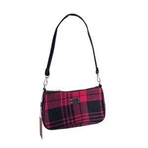 NWT BearPaw Red Plaid Tartan Flannel Leather Purse Preppy PNW Style Small Bag